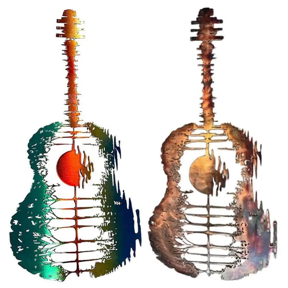 

Metal Art Guitar Wall Art Guitar Hanging Christmas Decor With Screws Multicolor Guitar Abstract Art Hanging New Year 2022 Gift