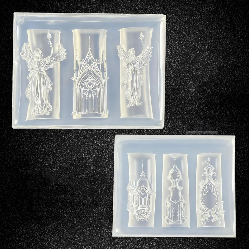Фото Силиконовые 3D-формы для дизайна ногтей, прозрачные многоразовые формы для создания украшений в виде ангелов и церквей, для DIY-маникюра №4