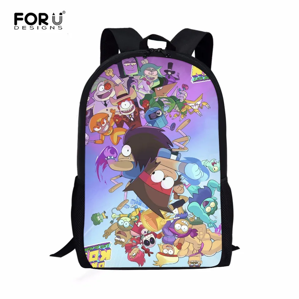 

FORUDESIGNS Cratoon Design Ok ko Let's Be Heroes Printed Kids Boys Waterproof 16inch School Backpacks Children's School Bags