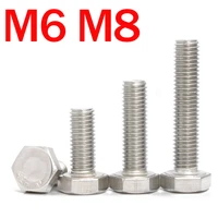 hex flat head bolt metric machine metal threaded hexagon screws fastener set 304 stainless steel m6 m8
