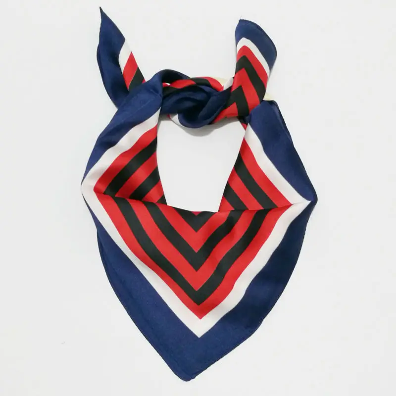 100% Natural Silk Neckerchief Fashion Women Colorful Rainbow Striped Work Dress Stewardess Scarf | Handkerchiefs