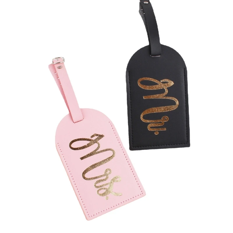 

PU Leather Mr Mrs Pattern Luggage Tag Travel Suitcase Tags Name Phone Address