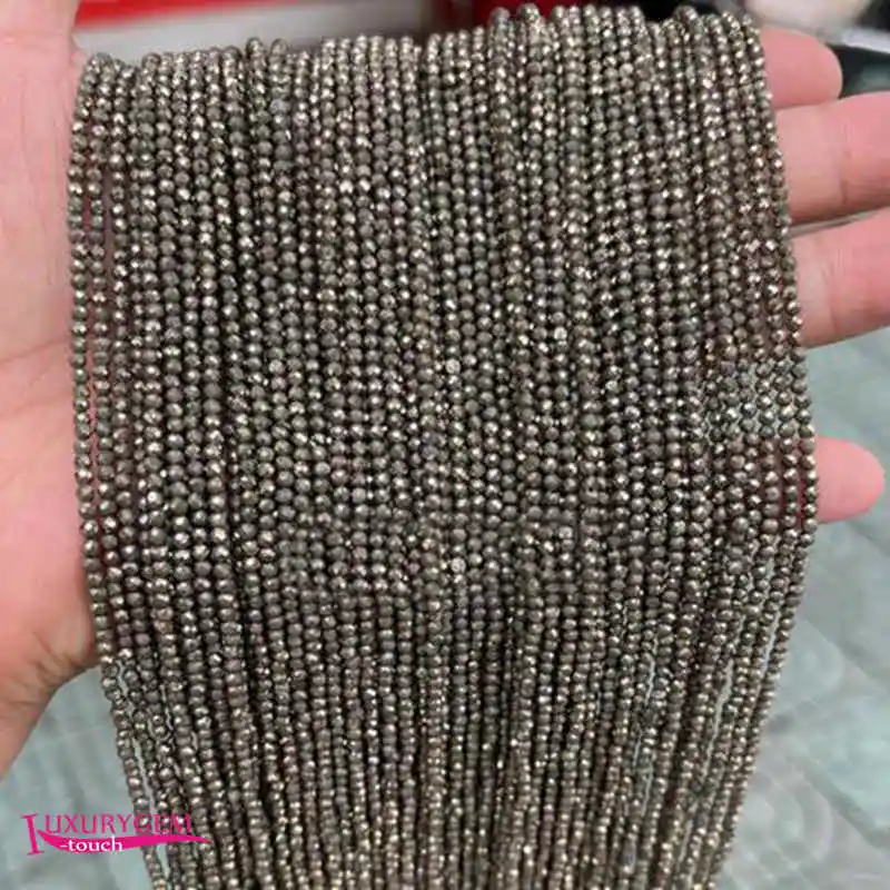 Натуральный пирит камень свободные бусины 2 мм 3 мм 4 мм граненые круглые DIY аксессуары для изготовления ювелирных изделий 38 см a4455