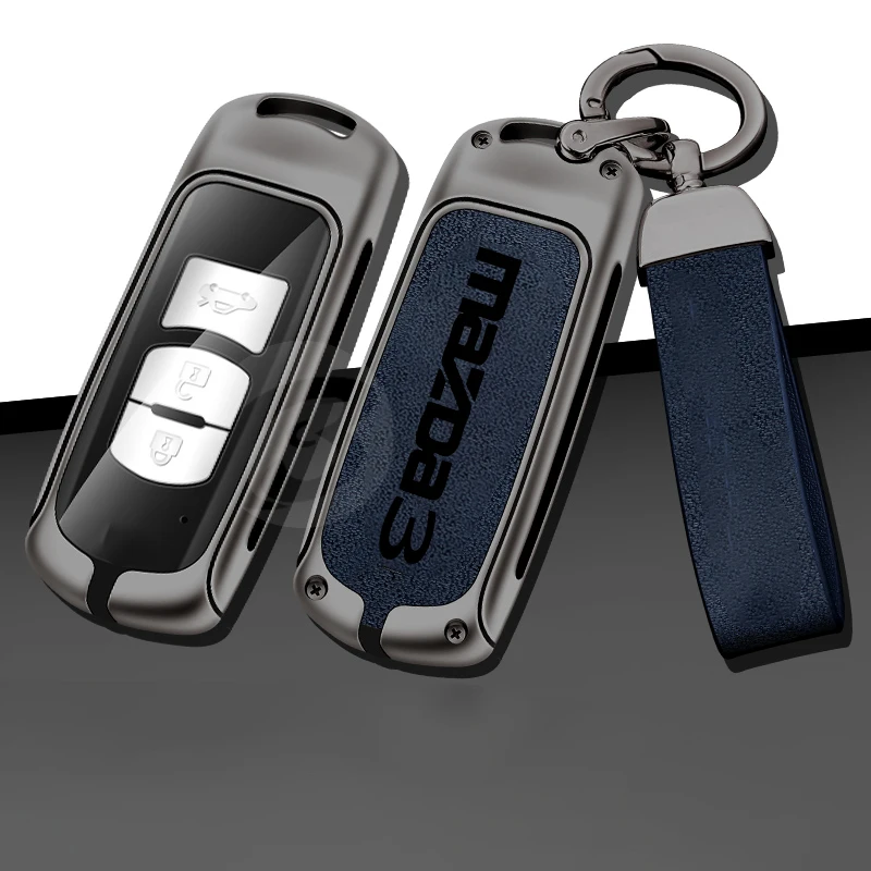 

Zinc Alloy Car Remote Key Case Shell Cover for Mazda 3 Custom Logo Key Fob Protector with Keychain Styling Interior Accessories