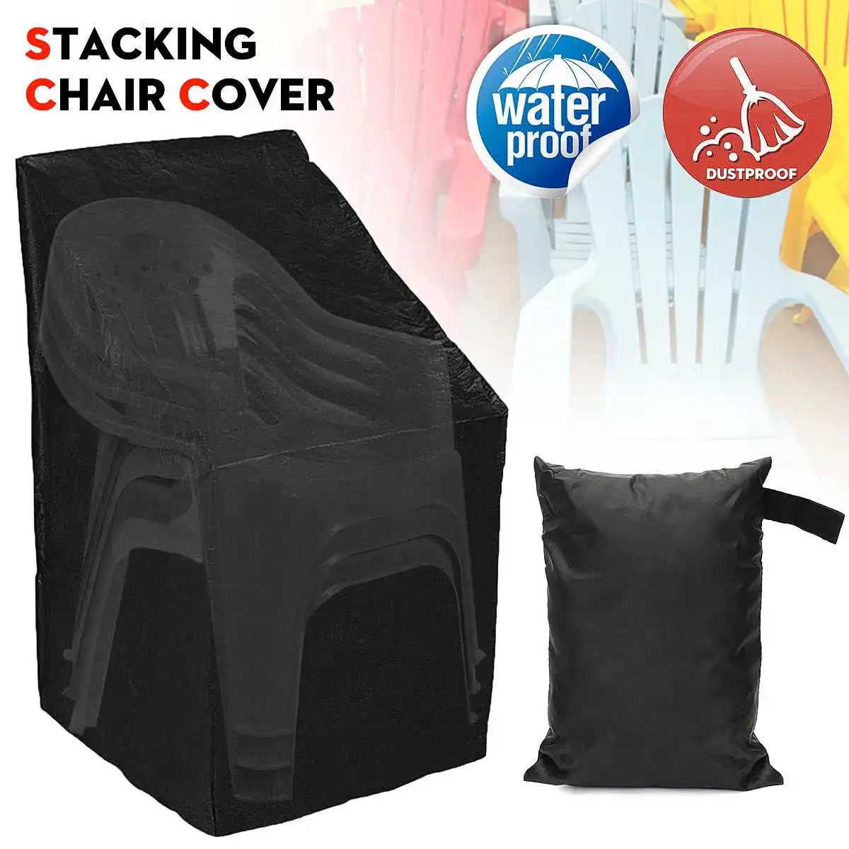 

1/2/3 Stacked Chair Dust Cover Storage Bag Outdoor Garden Patio Furniture Protector Anti-uv Waterproof Dustproof Chair Organizer