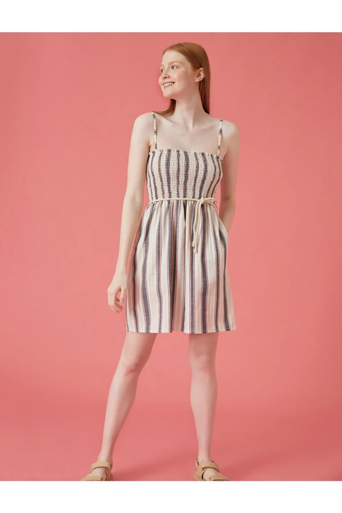 

Women's Dress Striped suspender Belt Cotton Mini Elegant Fashion Casual Casual Casual Comfortable Short Sleeve Summer Boho Beach Dress