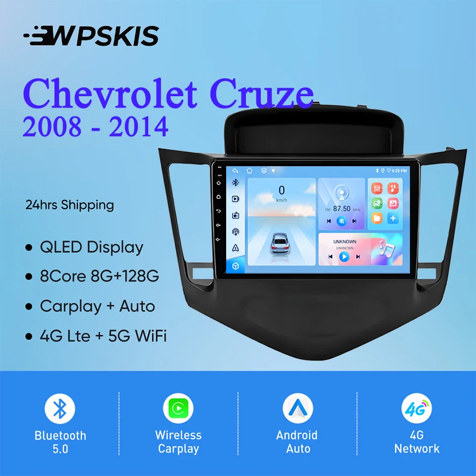 

8G + 128G Android 14 для Chevrolet Cruze 2008-2014 Автомобильный радиоприемник Видео Аудио Музыка Мультимедийный плеер GPS-навигация DVD Кассета