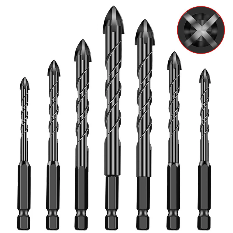 

Tile Drill Bit Set Concrete Drill Bit Ceramic Tungsten Carbide Tipped for Concrete Brick Glass Wood Black Masonry Drill Bit