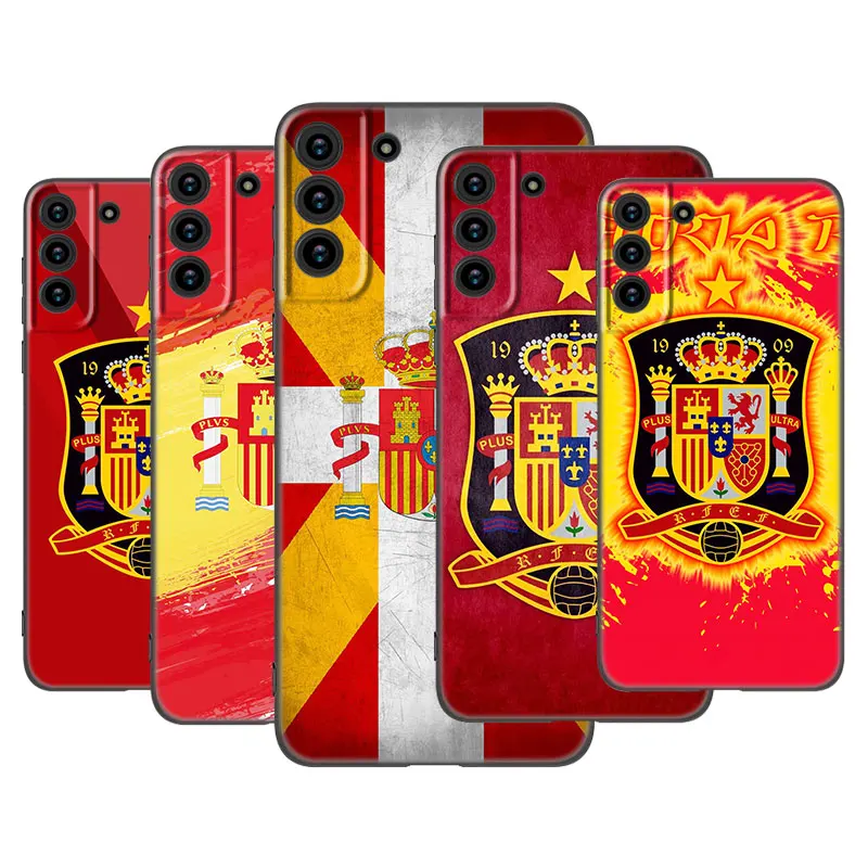 Spain Spanish Flag Phone Case For Samsung Galaxy S22 Pro S21 S20 Ultra FE S10 Lite 5G S10E S9 S8 Plus Soft TPU Black Cover