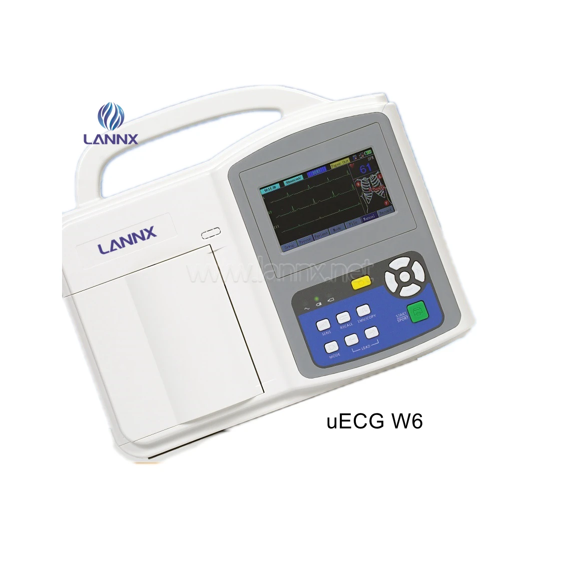 

LANNX uECG W6, недорогой телефон, 24 часа, 6-канальный портативный медицинский монитор ЭКГ, портативная машина для ЭКГ