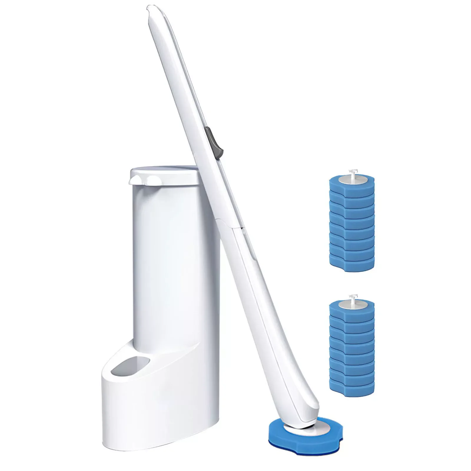 

Disposable Toilet Brush Holder Set with 16 Toilet Wand Refills Replaceable Toilet Bowl Scrubber for Home Bathroom Floor Drain