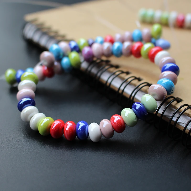 

50Pcs 8mm*5mm Ceramic Beads Simply colored Round Abcus beads Mix colors for DIY jewelry Bracelet Necklace Earring Craft making