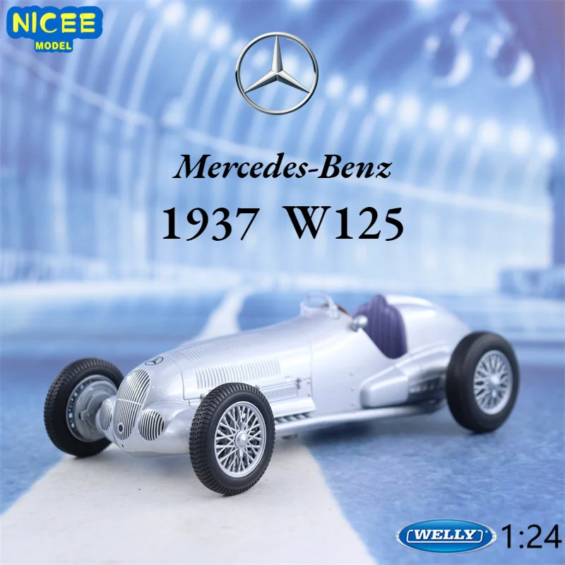 

WELLY 1:24 1937 Mercedes Benz W125 винтажная модель автомобиля, литый под давлением автомобиль из металлического сплава, модель автомобиля, детские игрушки, коллекционные подарки B886