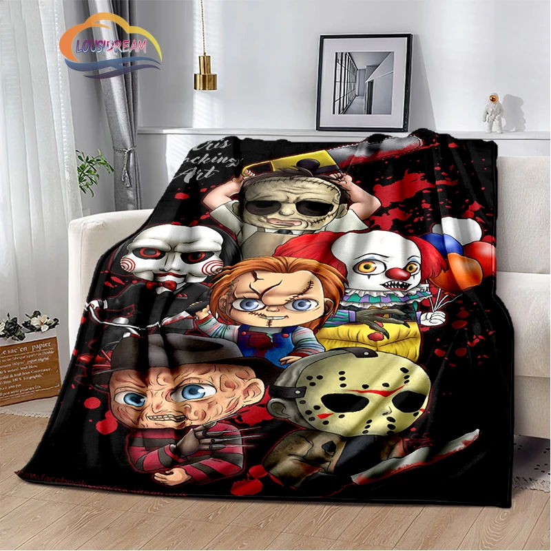 

Halloween Horror Movie Friday The 13th Series Killer Flannel Blanket Michael Myers、Freddy Krueger 、Jason·Voorhees、sofa Blanket