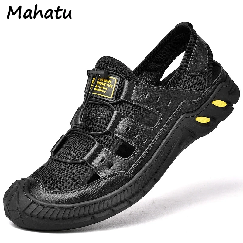 

Genuine leather mesh creek sneakers men's breathable non-slip large size mesh sneakers outdoor leisure hiking hiking shoes