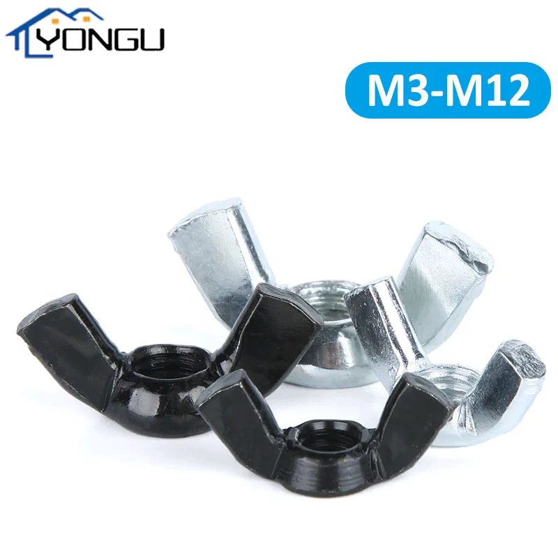 

Black/White Steel Wing Nuts Butterfly Hand Tighten Nut DIN315 M3 M4 M5 M6 M8 M10 M12 Zinc Plated