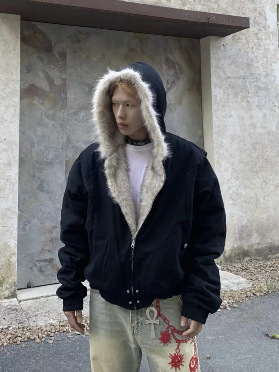 Утолщенная лоскутная плюшевая верхняя одежда Whose Mountain Carving мужская куртка с