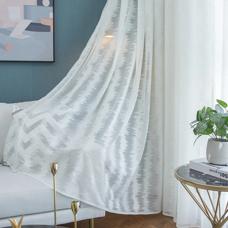 

Curtains Nordic Minimalist Living Room Gauze White Embroidery Window Gauze Light-transmitting Bay Window Bedroom Balcony Gauze