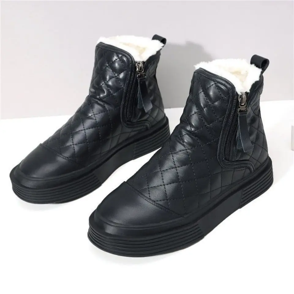 

Winter New Cotton Shoes Women's Velvet Thickened Real Soft Leather Waterproof Non-slip Warm Large Cotton Snow Boots