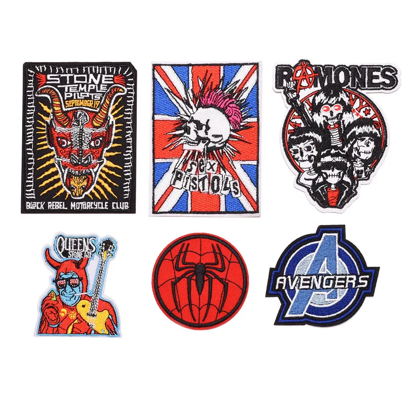 

Punk Rock Band Stone Temple Embroidered Sticker Queens Guitar Music Ironing Adhesive Patch DIY Leather Jacket Clothes Badges