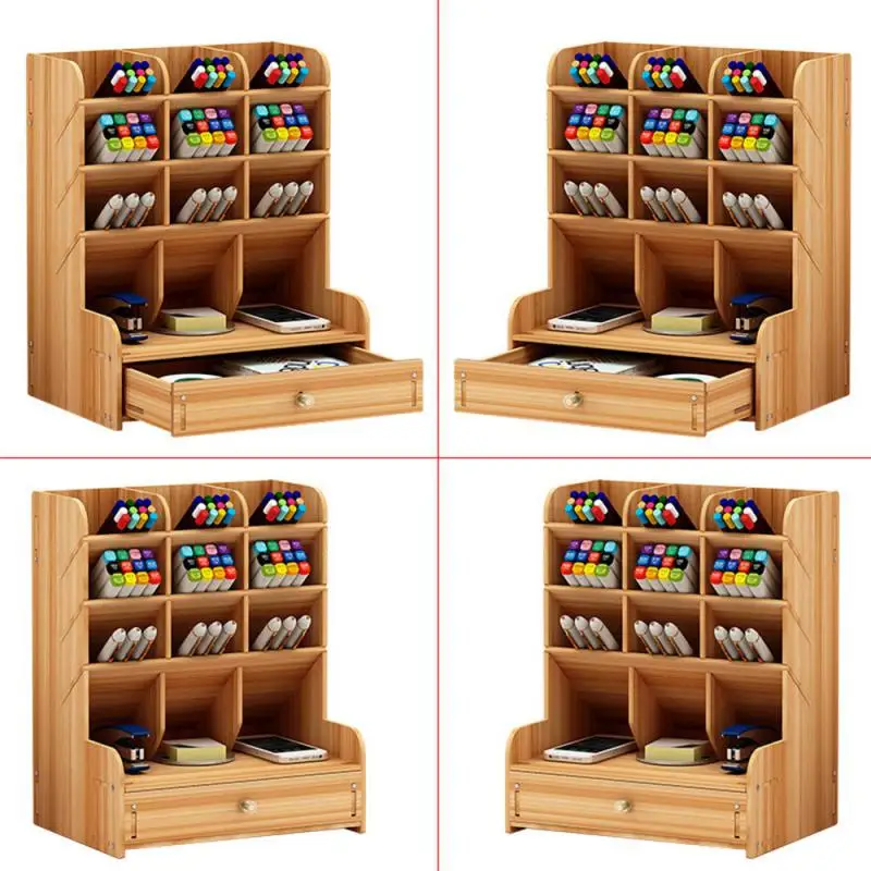 

Stationery Storage Rack Nordic Creative Wooden Desktop Manager Oblique Pen Holder Large Capacity Pen Holder Multi-functional