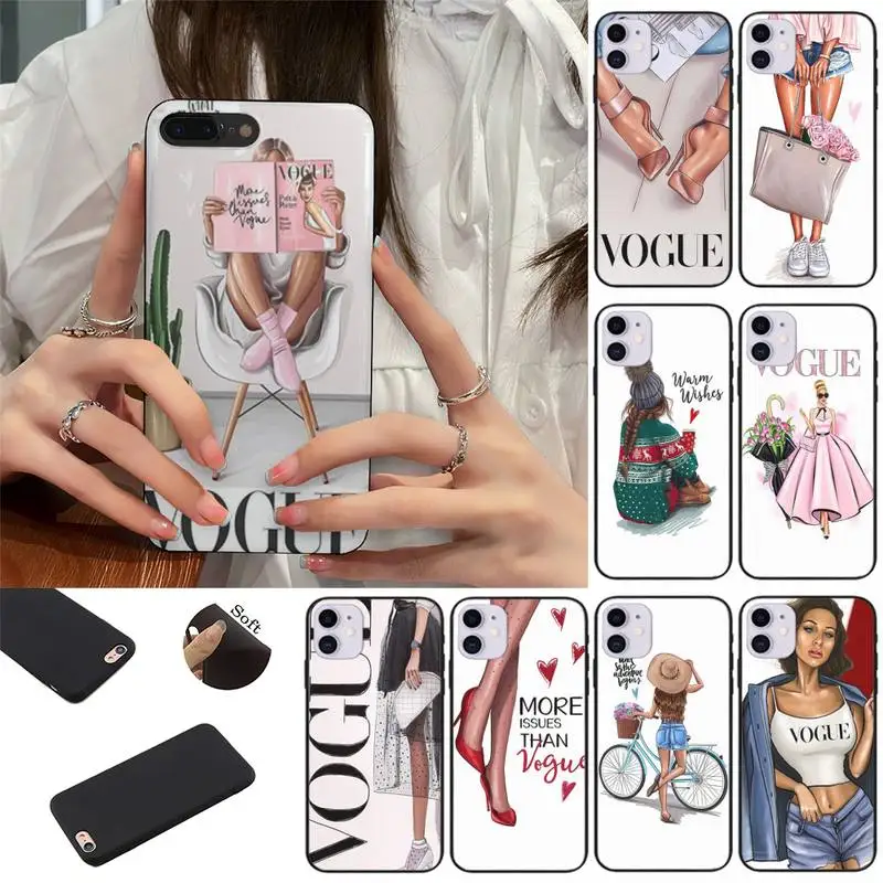 

Fashion VO-GUE Charming Girl Magazune Phone Case fundas shell cover for iphone 6 6s 7 8 plus xr x xs 11 12 13 mini pro max