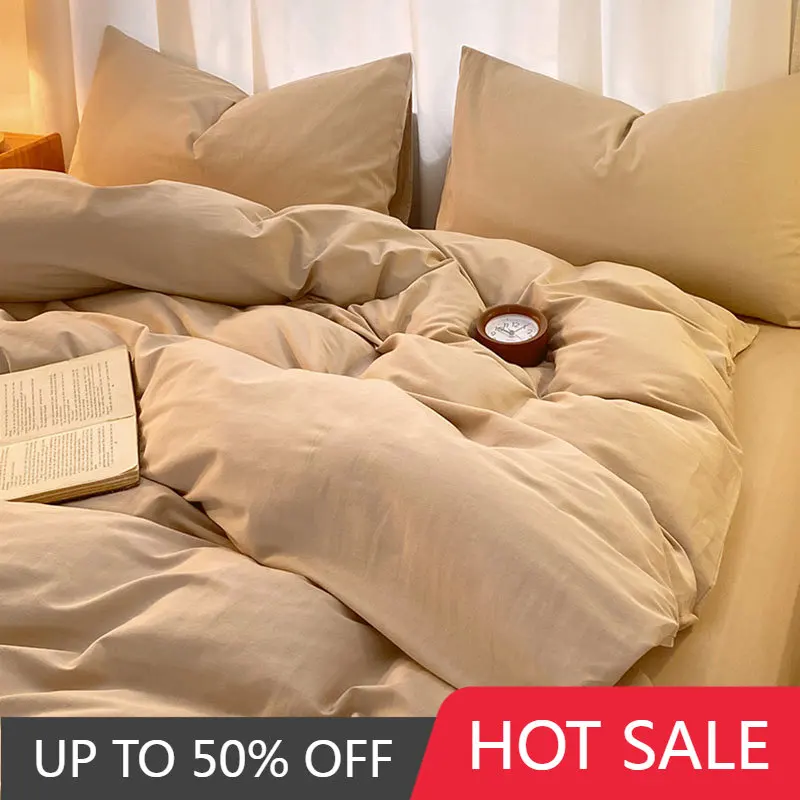 

Luxury Four Piece Cotton Bedding Sheet Quilt Cover Bed Hat Bedding Set Neutral Beige Ensembles De Literie Bed Set Furniture