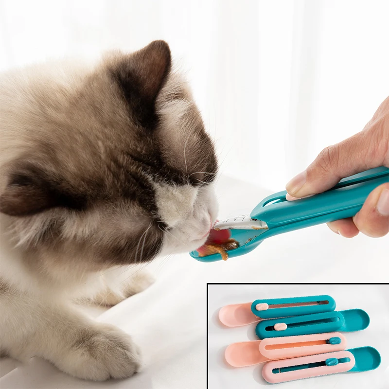 

Mini Pet Feeding Spoon Portable Cat Strip Squeezer Puppy Cats Food Feeder Multi Use Pet Can Opener Pet Eating Supplies 2022 New
