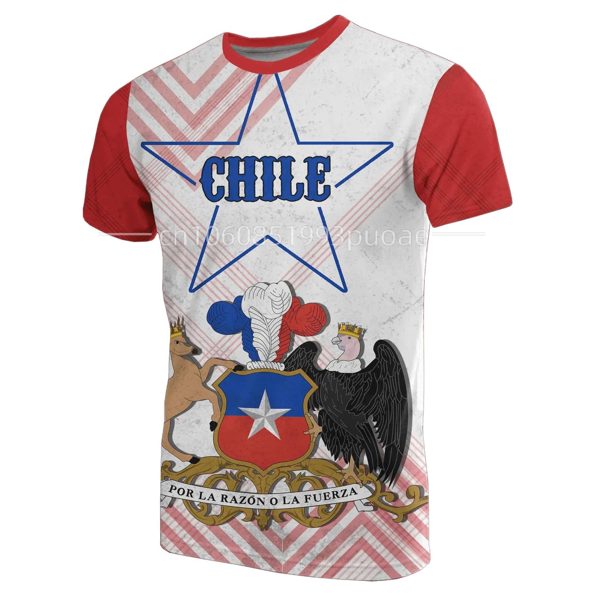 

2023 Chile Men's T-shirt Sports Outdoor 3d Printing Unisex T-shirt Large Loose Short Sleeve Street Fashion Breathable T-shirt