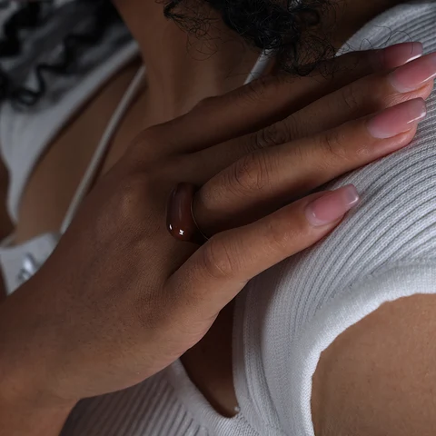 Кольцо из нержавеющей стали Marka зелёный/белый/коричневый