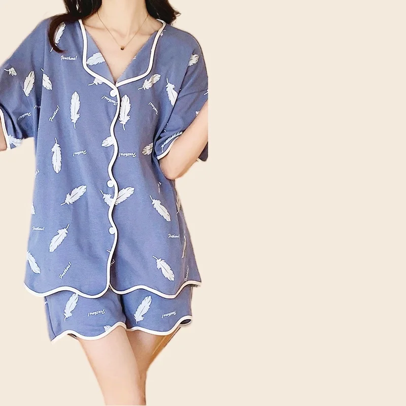 Women's New Pajamas Set Short Sleeve Shirt Sexy Bow Print Shorts Sweet Princess Summer Pyjama Big Size Homewear Cozy Soft Pjs