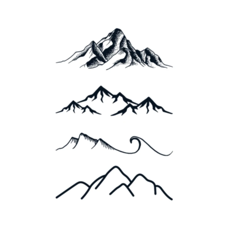 Временные татуировки с черным геометрическим пиком для женщин и мужчин