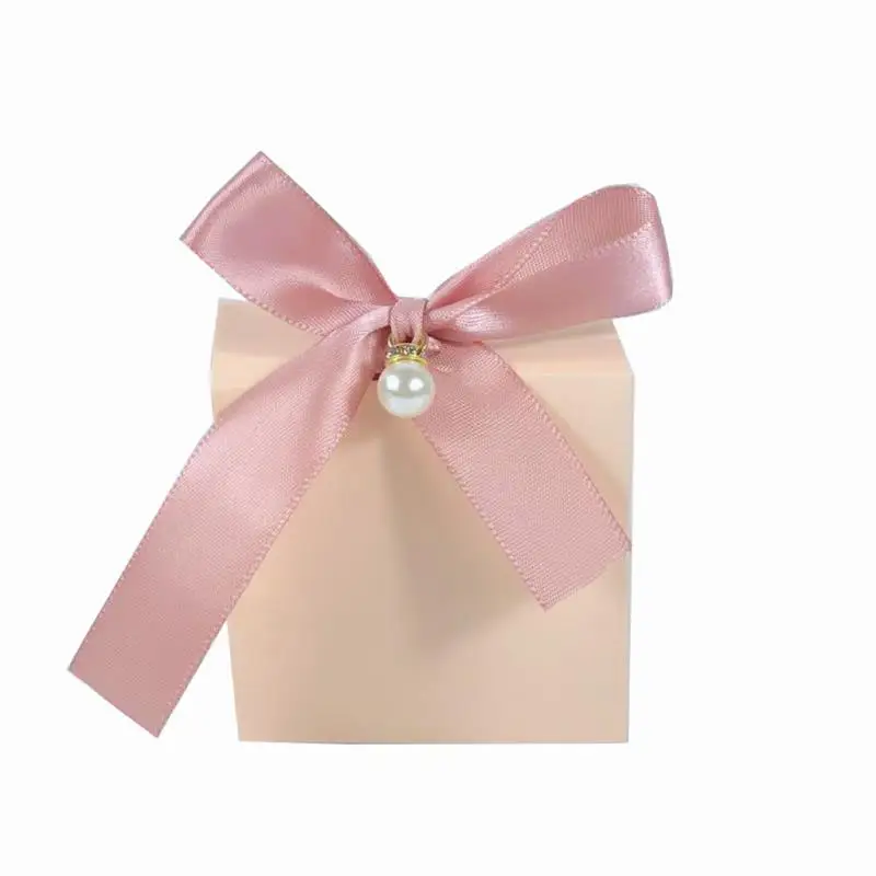 

Solid Color wedding Favour Candy Boxes Gift Packing Paper Box Pearl With Ribbon For Party Holiday Decorations