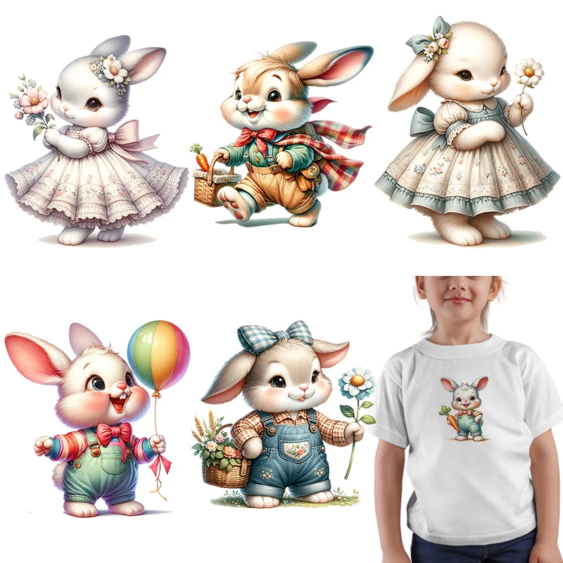 Термопечать на одежде для детей с изображением милого кролика