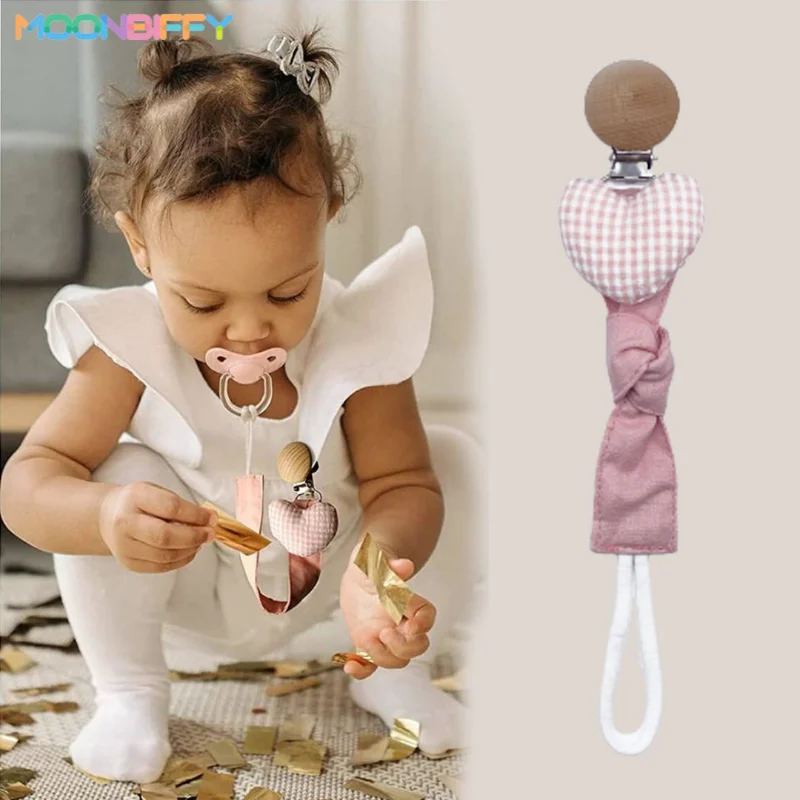 

Baby Pacifier Clip Infant Newborn Cotton Wooden Pacifier Chain Nipple Soother Dummy Holder Eco-friendly Material