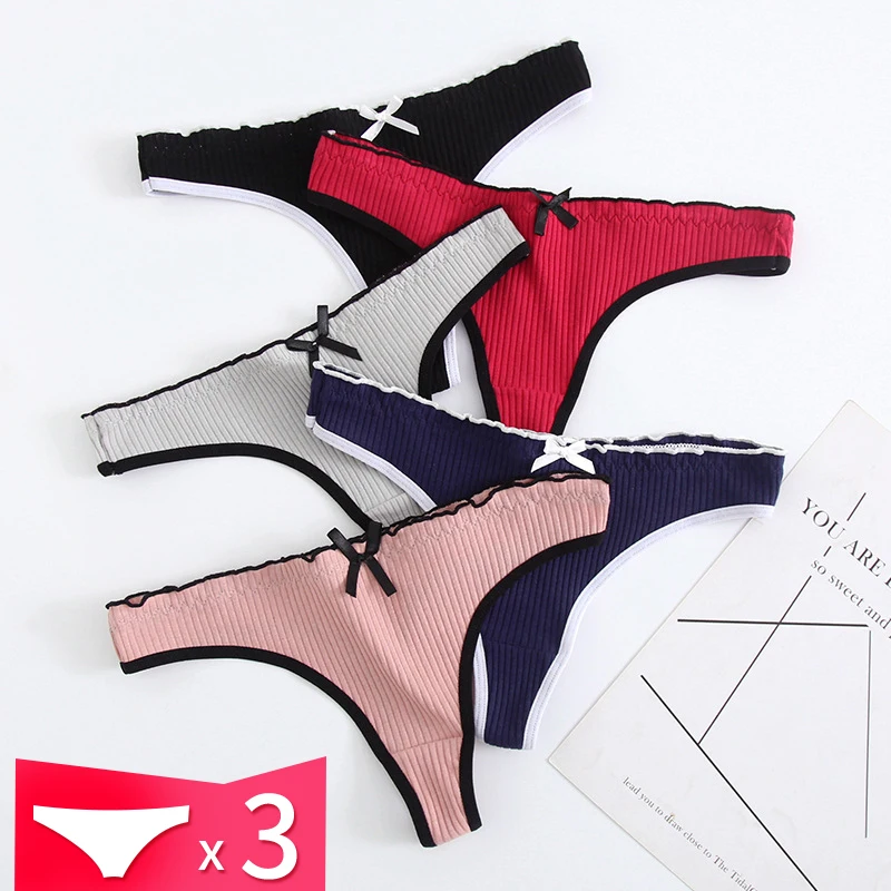 

Женские трусики 3 шт./компл., трусики, хлопковое женское нижнее белье, женские трусики, стринги, ребристые мягкие трусики, нижнее белье, стрин...