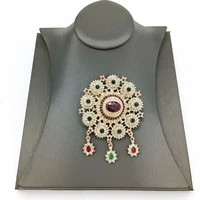 2022 morocco wedding gold tassel brooch long sleeve pin diamond flower brooch ethiopia wedding jewelry dubai gift wholesale