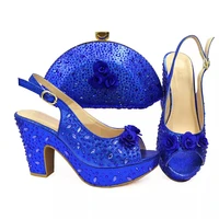 royal blue wedding pumps and bags set italian women high heels shoe and purse set platform shoe with clutch purse set for woman