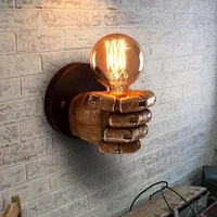 creative retro e27 led antique resin fist wall lamp european style bar restaurant cafe decorative wall light left and right hand