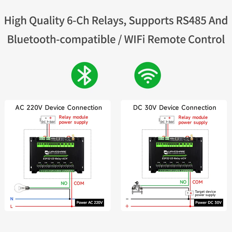 Промышленный 6-канальный модуль реле Wi-Fi ESP32-S3 IOT WiFi Bluetooth RS485 Управление