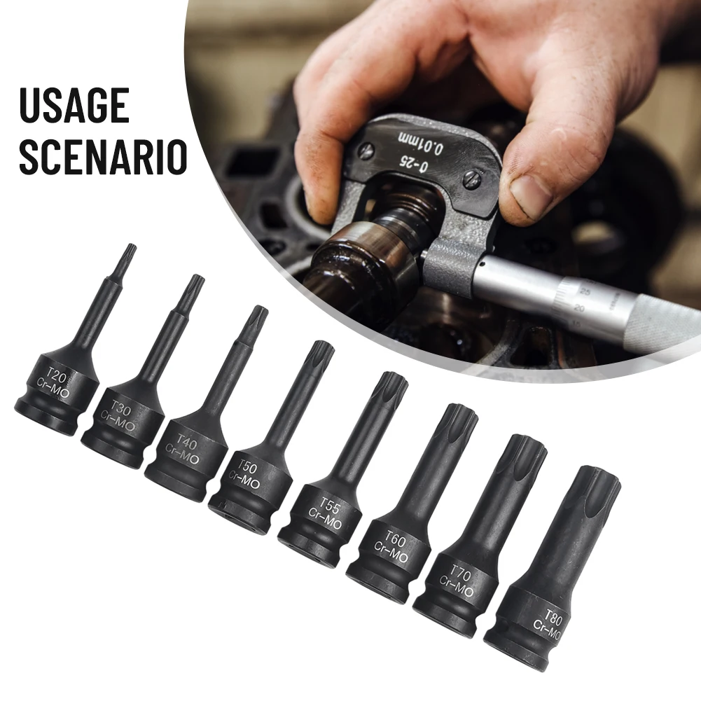 

Hexagon Socket Socket Adapter Impact Torx Star Bit 8pcs Set For Wrench High Quality Socket Sets T20/T30/T40/T50