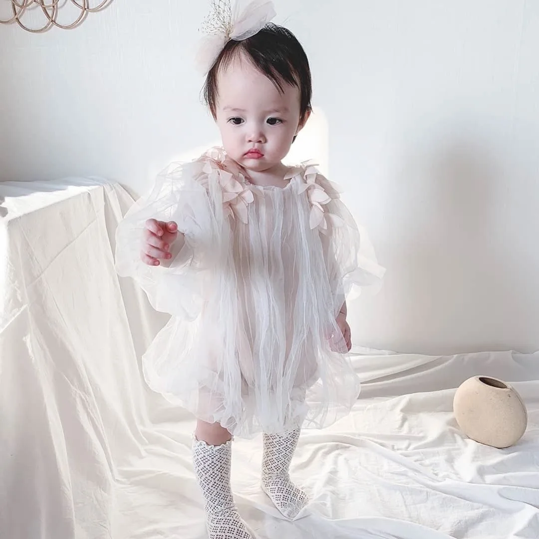 

2020 summer new children's yarn dress baby farts baby crawl suit baby girl dress newborn clothes