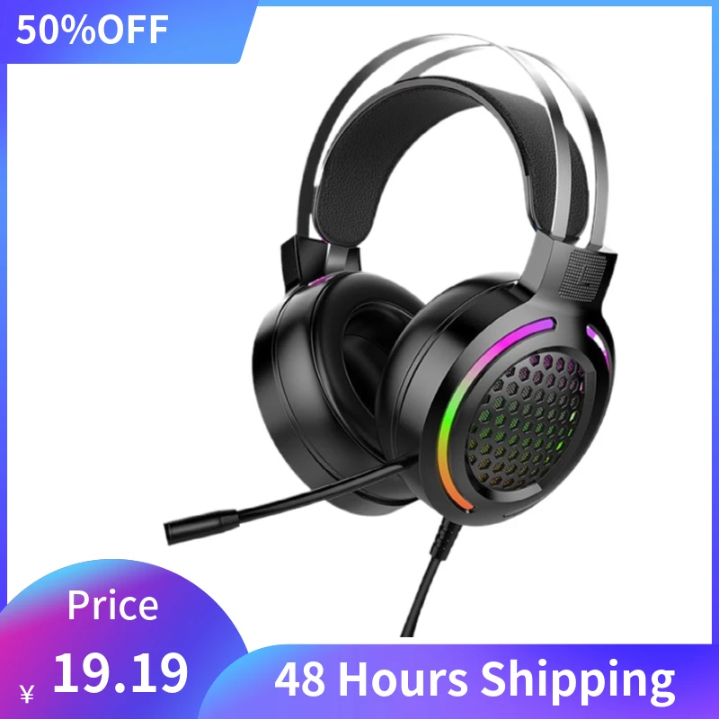 

2022 настольная Проводная игровая гарнитура с музыкой и USB, стереонаушники с объемным звуком 7,1, наушники с дышасветильник кой для ПК, игровые ...