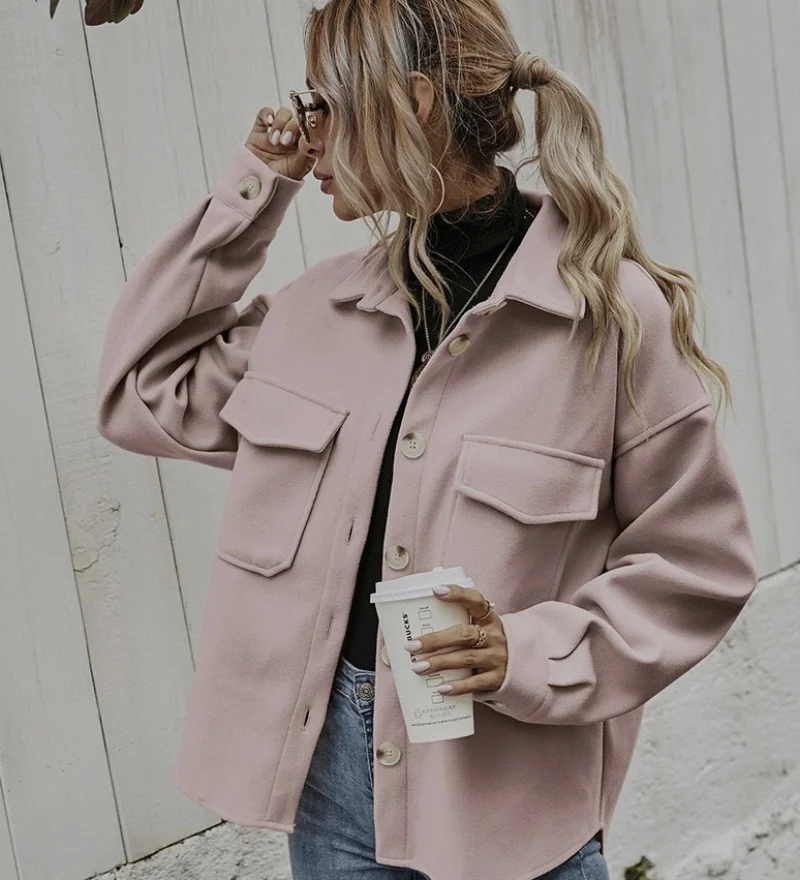 Женские повседневные рубашки модная однотонная шерстяная рубашка с длинным