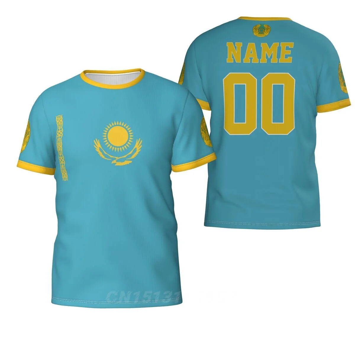 Футболка мужская/женская с именным номером и флагом Казахстана