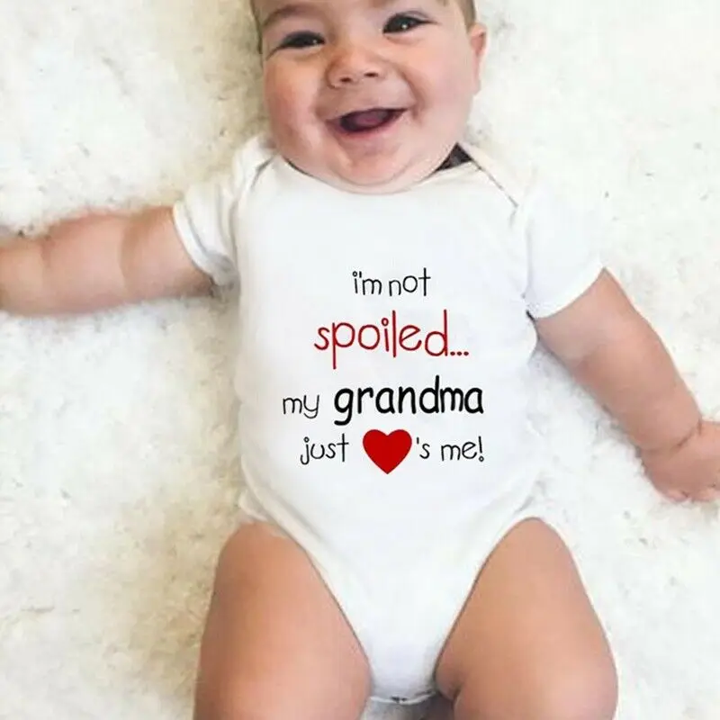 

I'm Not Spoiled My Grandma Just Loves Me Newborn Baby Bodysuit Cute Short Sleeve Baby Boy Girl Rompers Casual Jumpsuit S