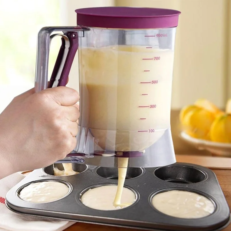 

Cupcakes Pancakes Dispenser Cookie Cake Muffins Baking Waffles Dough Dispenser Cream Speratator Measuring Cup Doser for Hotcakes