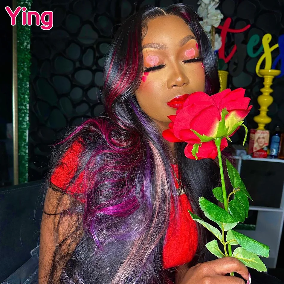 Ying Hair 30 Inch Rose Strip Colored 13x4 Lace Front Wig 10A Human Hair 13x6 Lace Front Wig  PrePlucked 5x5 Transparent Lace Wig