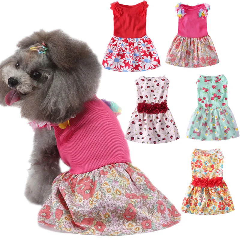 

Floral Pet Dog Clothes Summer Dog Shirt Dress Puppy Cat Hoodies Princess Girls Dog Tutu Skirt For Small Dogs Yorkie Pets Dresses