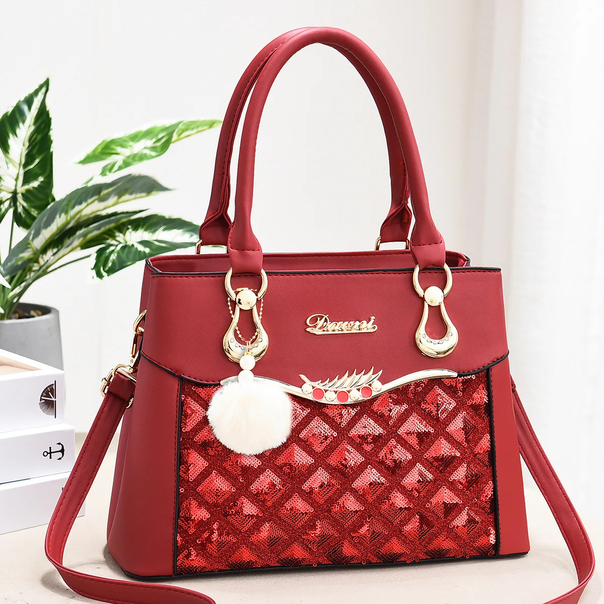 Sequined Embossed Texture High-end Texture Large Capacity Handbag Shoulder Bag